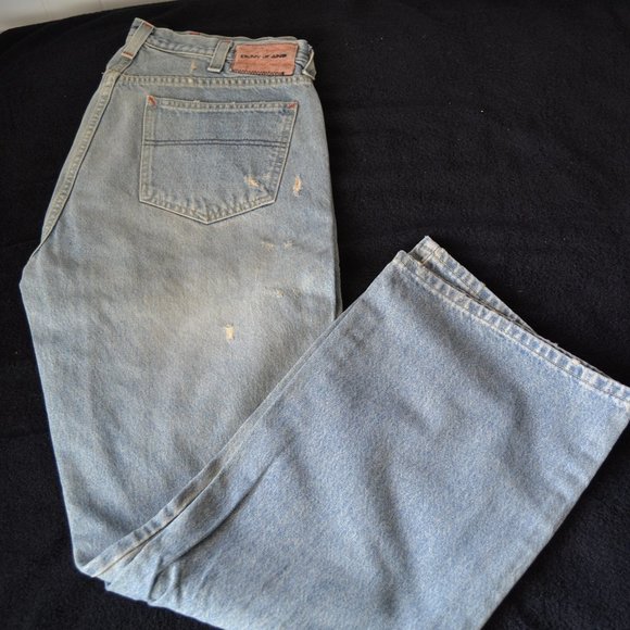 DKNY DISTRESSED RED STITCHING VINTAGE RARE MEN'S JEANS. SIZE 38/32 - Picture 1 of 11